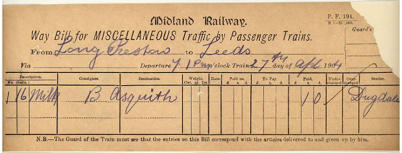 Milk 27-04-04 to Leeds - Asquith (16 galls).jpg - Way Bill: Milk 27-04-04 to Leeds - Asquith (16 galls)